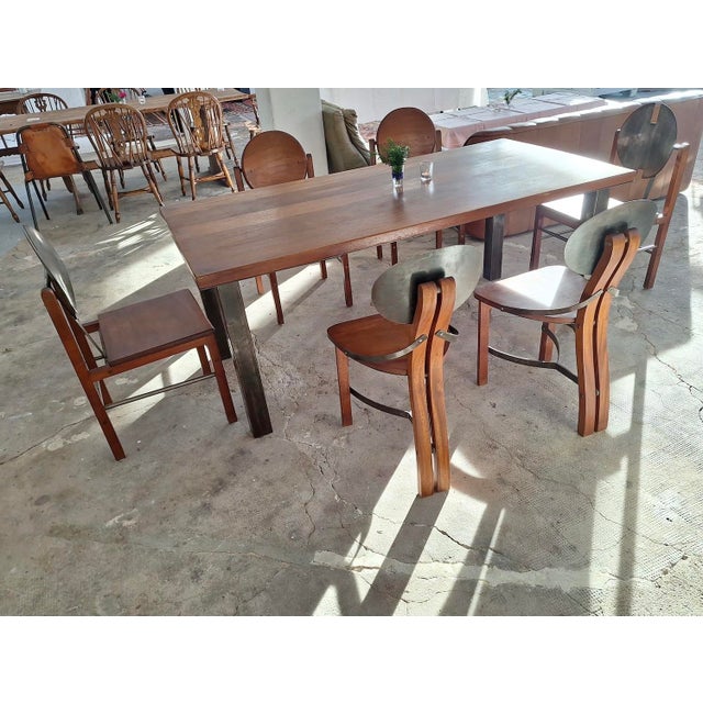 Mid-Century Modern Brutalist Teak and Patinated Steel Dining Table, 1960s For Sale - Image 14 of 15