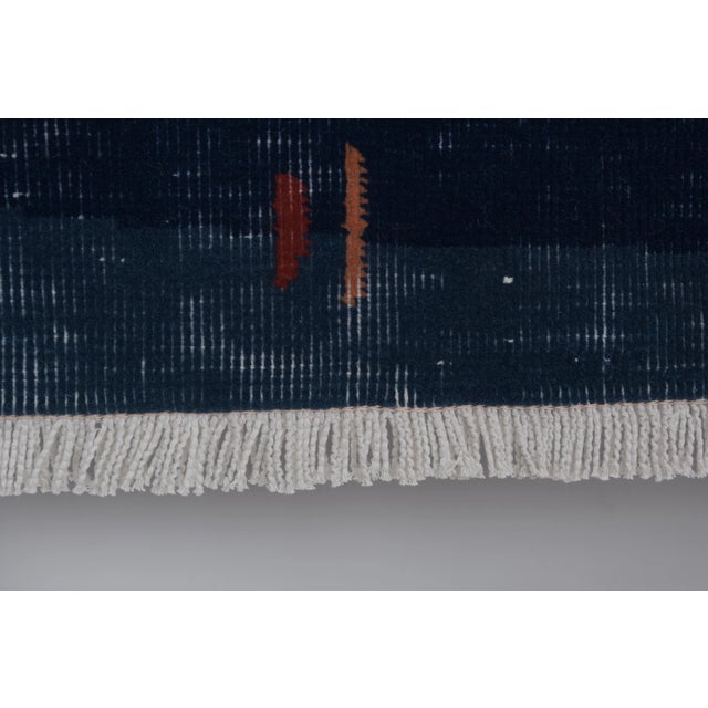 Handknotted Turkish Dolphin Pictorial Rug 3'11'' X 5'10'' For Sale - Image 11 of 12