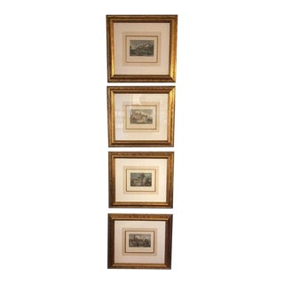 Beautiful Vintage European Engravings, Set of Four For Sale