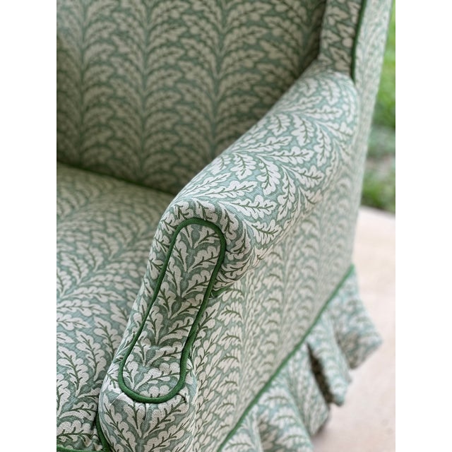 Wood Custom Upholstered Skirted Wingback Desk Chair For Sale - Image 7 of 12