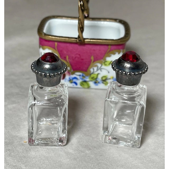 Vintage Handmade French Peint Main Limoges Perfume Bottle Trinket Box Sterling For Sale In New York - Image 6 of 8