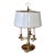Antique Brass Bouillotte Lamp With White Tole Shade For Sale