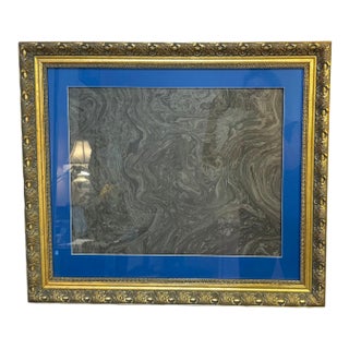 Abstract Grey Swirl Gilt-Frame Print For Sale