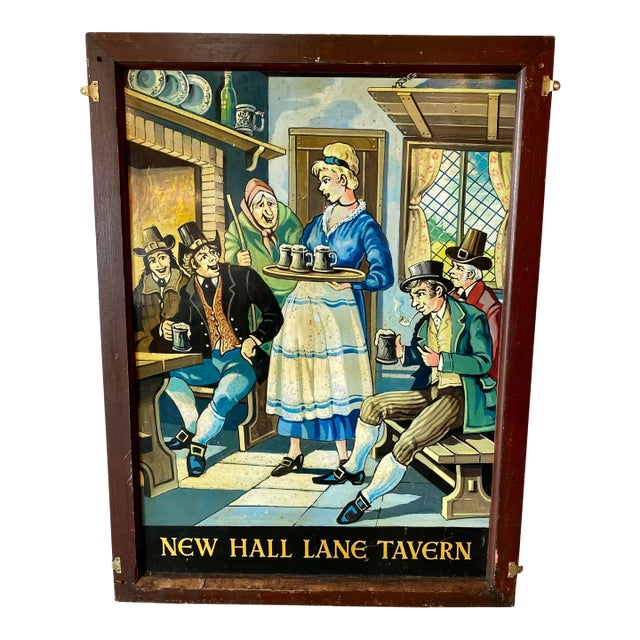 Original Vintage Double Sided Wood Frame New Hall Lane Pub Sign From the U K For Sale