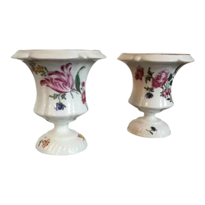 1760 French Mennecy Porcelain Rococo Vases - A Pair