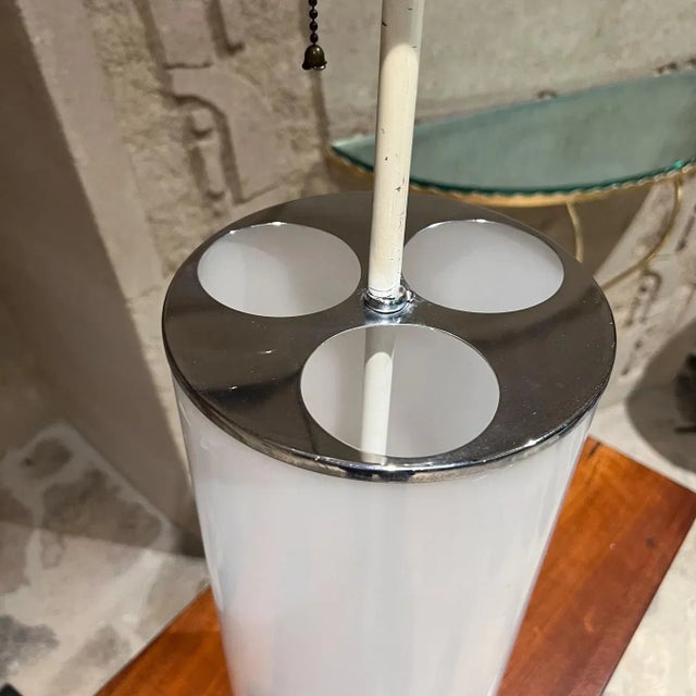 Metal 1970s White Cylinder Table Lamp Style of Kartell Italy For Sale - Image 7 of 13