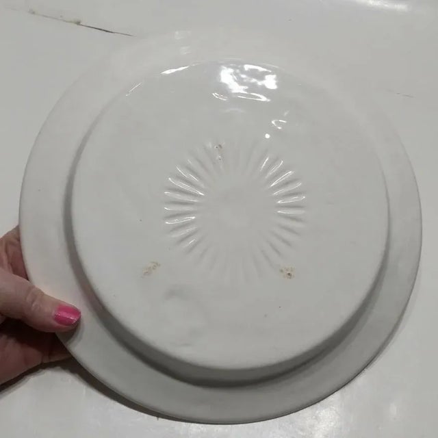 1950s Vintage Cheese Butter Dish Cloche Domed Serving White Ceramic Fruits Florals For Sale - Image 5 of 6