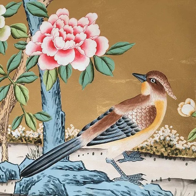 Chinoiserie Hand Painted Wallpapers Mural Panel - 6 Panels For Sale - Image 10 of 10