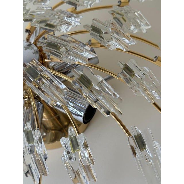 Hollywood Regency Starburst Plafonnier in Gilt Metal and Crystal, 1980s-1990s For Sale - Image 15 of 18