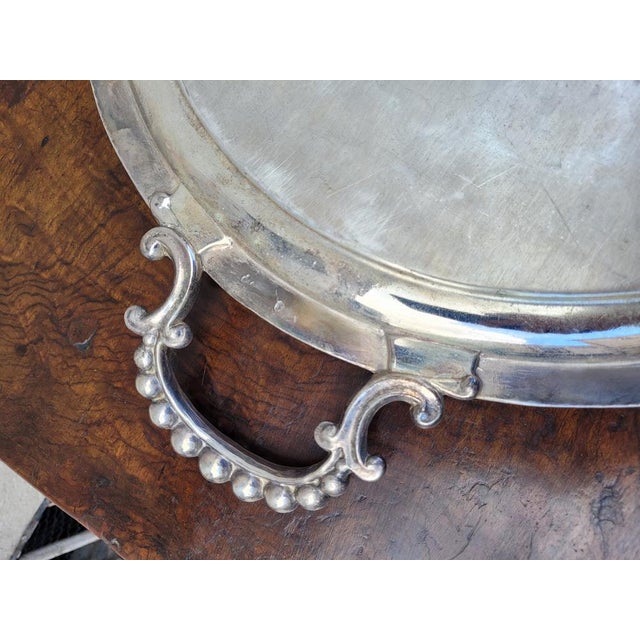 Vintage Silver Metal Tray For Sale - Image 4 of 17