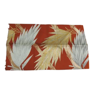 Vintage Orange and Silver Woven Obi Textile Fragment