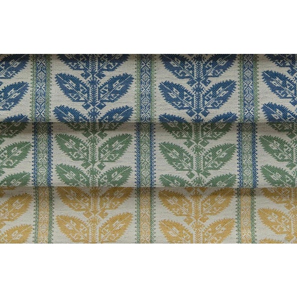 The Nicole Fabre Woven Samos-Chartreuse fabric is a luxurious blend of 100% linen, 47% viscose, 37% cotton, and 16% flax,...