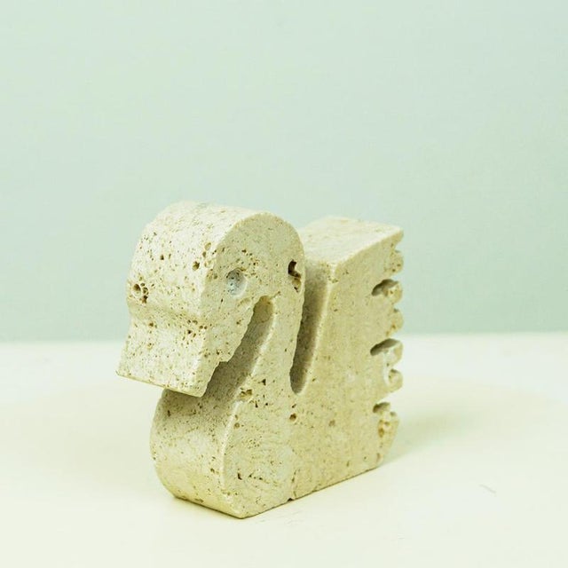 1970s Italian Swan Sculpture in White Travertine by Enzo Mari for Fratelli Manelli, 1970s For Sale - Image 5 of 12