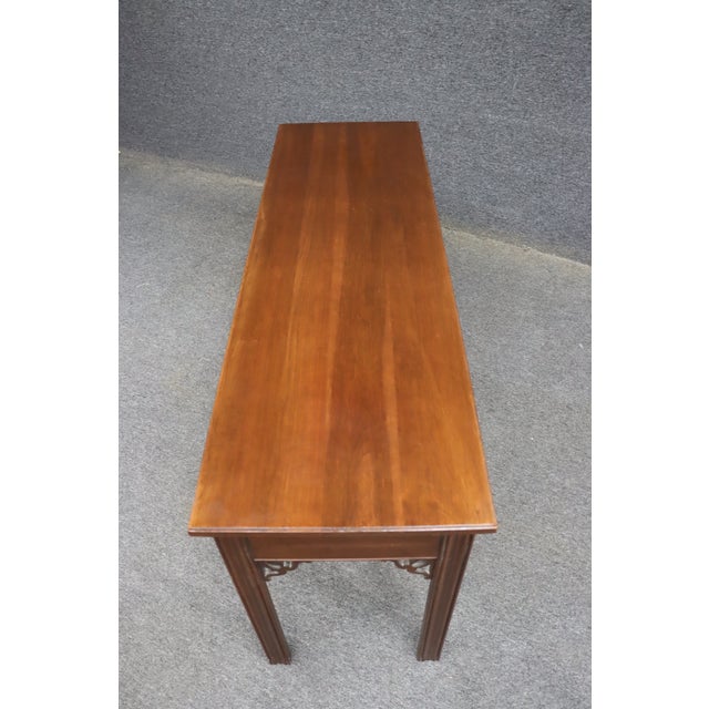 Ethan Allen Cherry Georgian Style Four-Drawer Console Table For Sale - Image 10 of 10