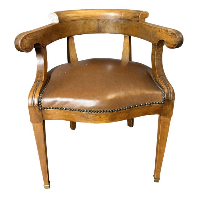 Restoration Office Chair with Walnut Scrolls For Sale