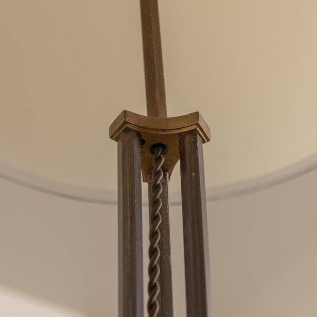 1930s French Art Deco Metal and Brass Floor Lamp For Sale - Image 12 of 17