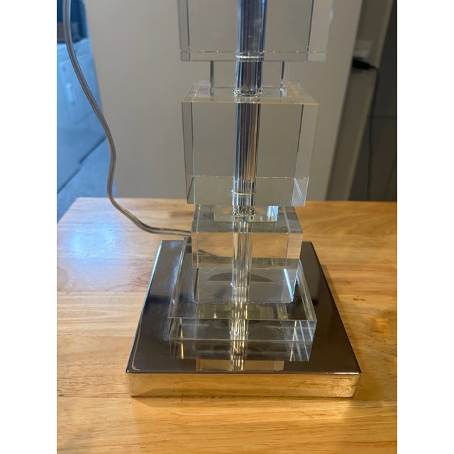 1990s 1900s Crystal and Chrome Styles Mid-Century Modern Style Table Lamp For Sale - Image 5 of 10