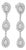 Late 20th Century 18K White Gold Diamond Pear & Round 3 Tier Drop Earrings, Pair For Sale