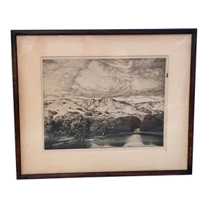 Ernest Haskell Early Pencil Signed Etching “Mirror of the Goddess”