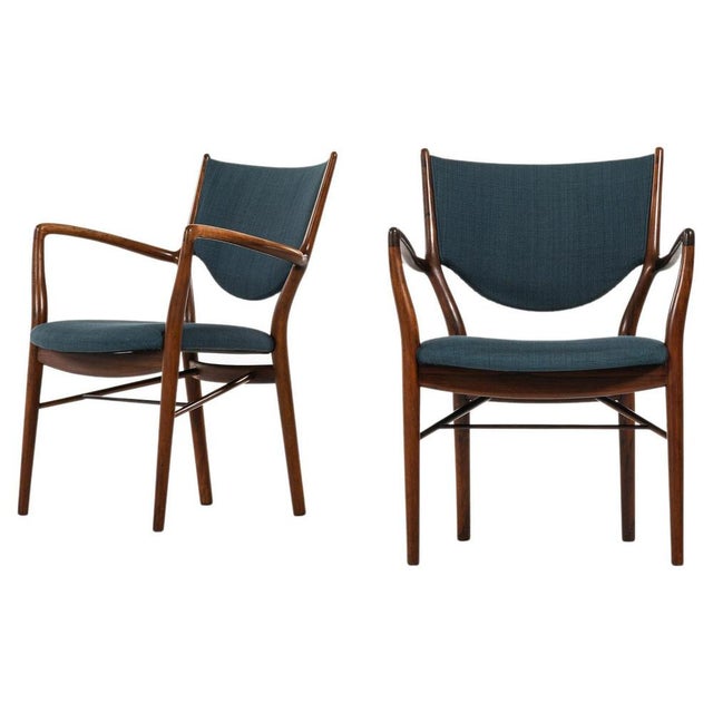 Armchairs in Rosewood and Fabric attributed to Finn Juhl, 1946, Set of 2 For Sale - Image 10 of 10