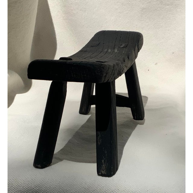 Antique Primitive Ebonized Wood Saddle Stool, 19th–Early 20th Century For Sale - Image 13 of 17