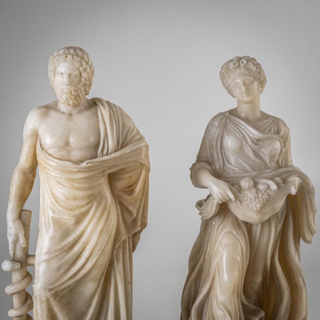 Stone Figurative Sculptures, Late 19th Century, Alabaster, Set of 2 For Sale - Image 7 of 18
