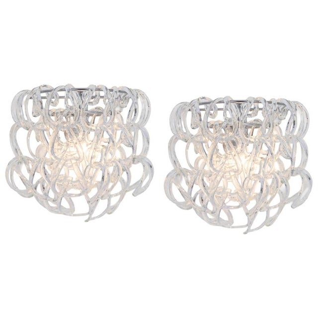 Large Murano Glass Wall Sconces by Angelo Mangiarotti for Vistosi, Italy, 1960, Set of 2 For Sale - Image 10 of 10