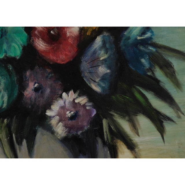 Modern Mid Century Floral Still Life in Oil on Masonite For Sale - Image 3 of 9