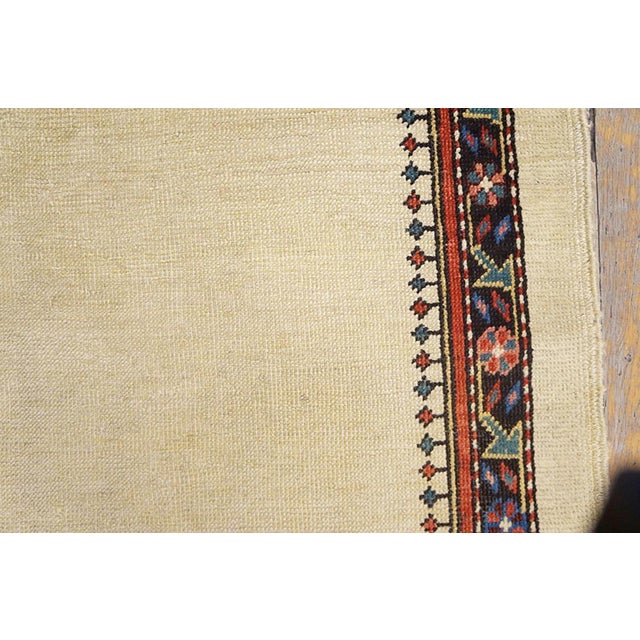 Late 19th Century 1870s Ivory Minimalist Field Tribal Geometric Antique Persian Bakshaish Rug 2' 8" X 4' 6" Handknotted Woo Carpet For Sale - Image 5 of 6