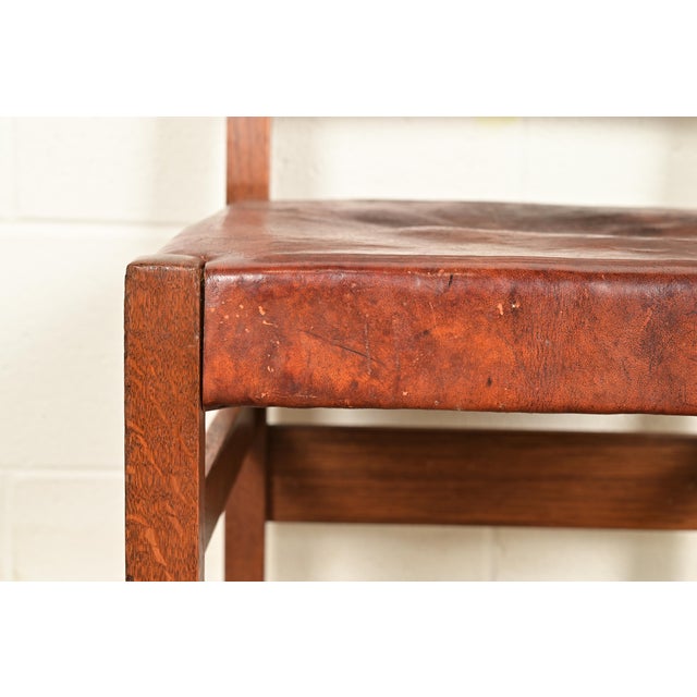L. & J. G. Stickley Antique Mission Oak Arts & Crafts Ladder Back Dining Chairs | Set of Six For Sale - Image 10 of 16