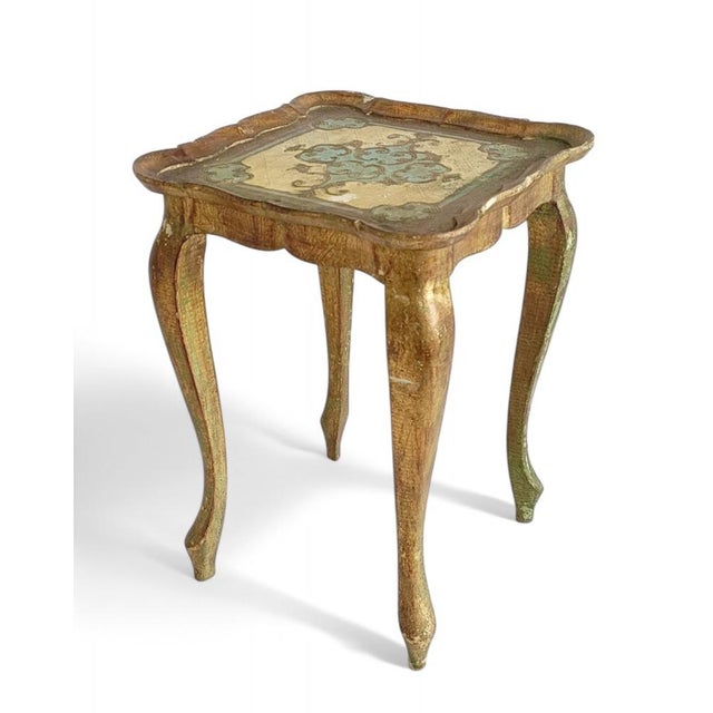 Gold 18th Century Florentine Rococo Revival Italian Gilt Accent Side Table, 1950s For Sale - Image 8 of 14