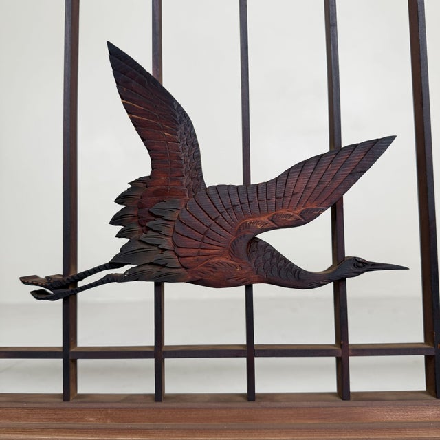 Japanese Ranma Panel with Cranes, 1930s For Sale - Image 4 of 13