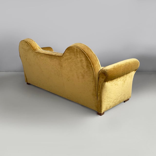Mid-Century Modern Italian Yellow Velvet Sofa by Tito Agnoli for Poltrona Frau, 1950s For Sale - Image 4 of 18
