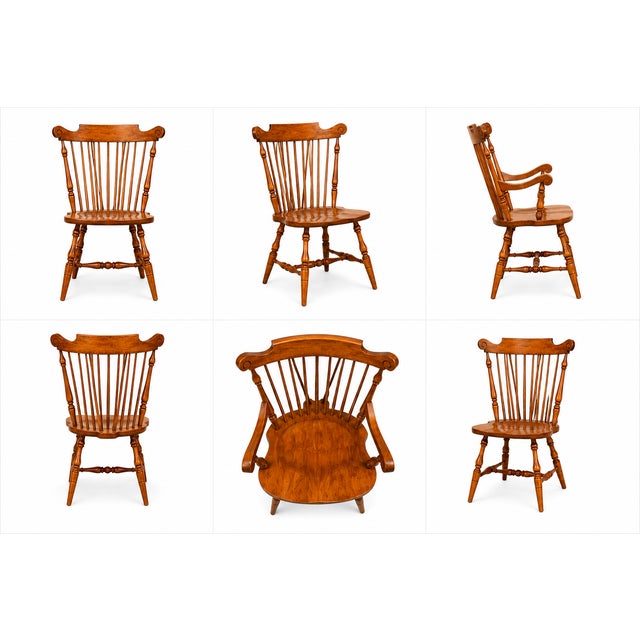 Traditional 1970s Ethan Allen American Traditional Nutmeg Windsor Back Chairs- Set of 6 For Sale - Image 3 of 10