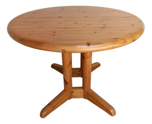 Vintage Danish Round Pine Table, 1980s