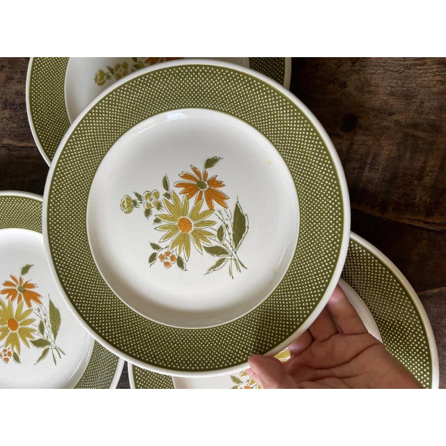 Japanese Set of Four (4) 1960s Bellegay Japanese Ironstone in Avocado Green 10 3/8” Plates For Sale - Image 3 of 6