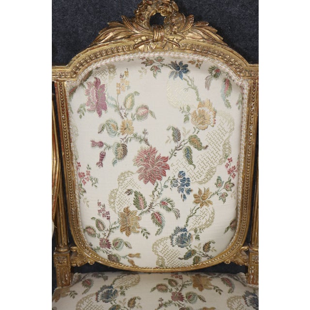 Pair 19th C. French Louis XVI Style Carved Giltwood Armchairs For Sale - Image 17 of 18