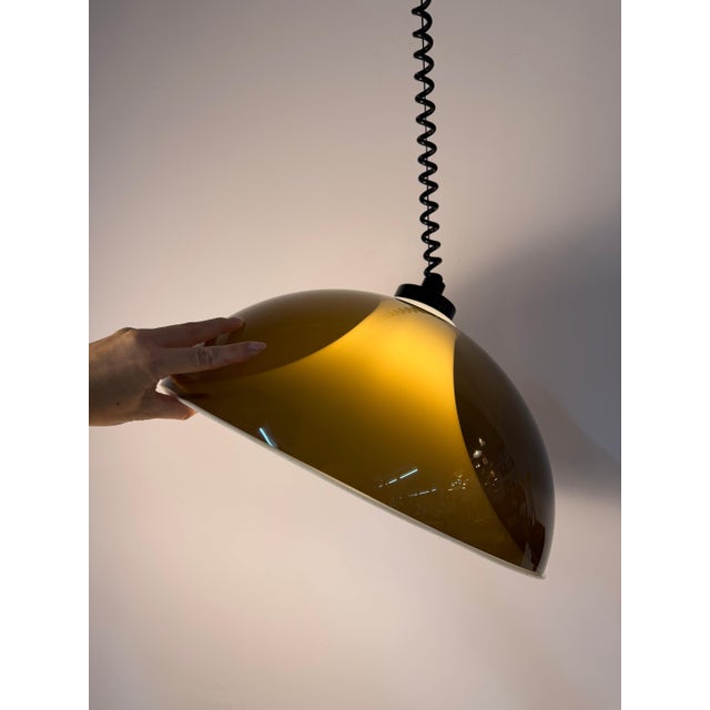 Hanging Lamp in Brown White Acrylic from Elio Martinelli For Sale - Image 9 of 11