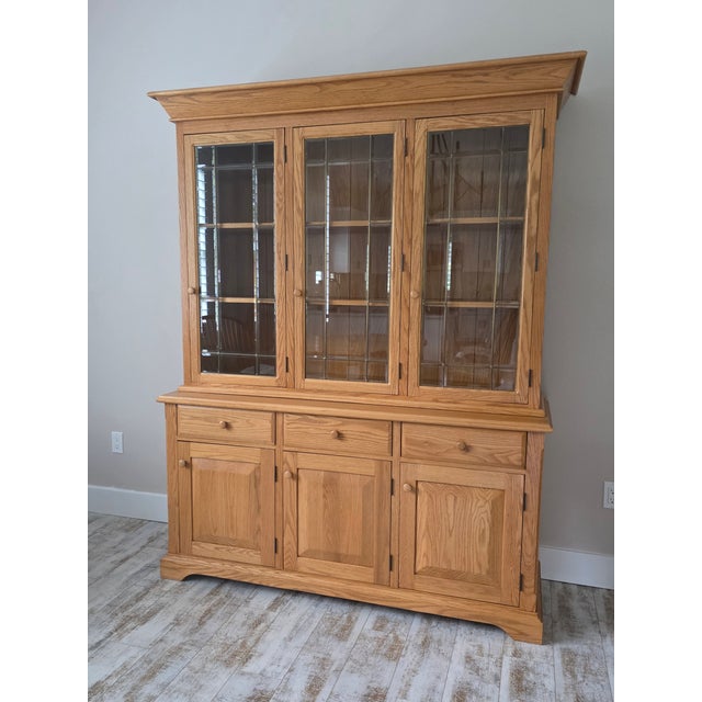 Wood Hunt Country Oak Hutch & Buffet Cabinet For Sale - Image 7 of 12