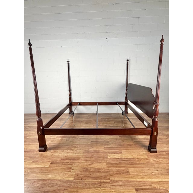 Wood Stickley Solid Mahogany King Size 4 Post Poster Bed For Sale - Image 7 of 10