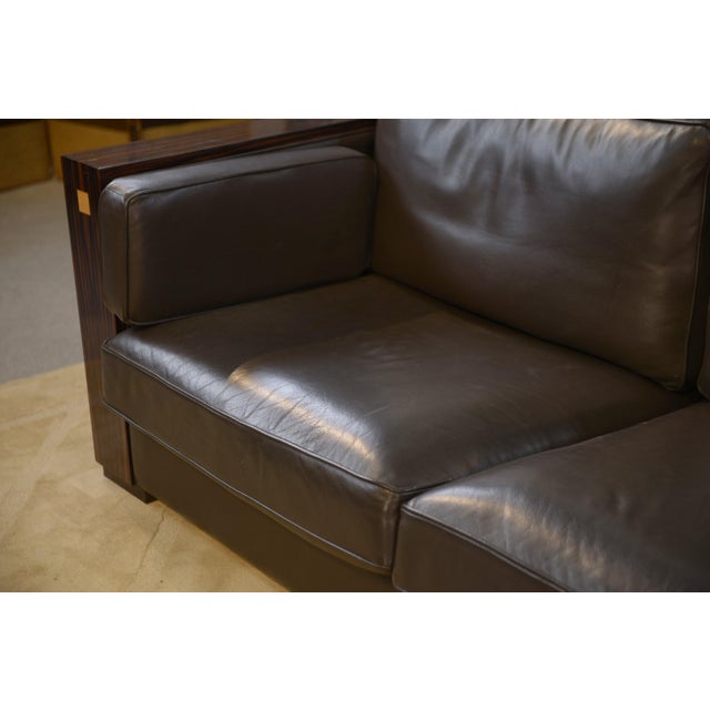 Minimalist Sofa in Leather and Macassar Ebony, 1980s For Sale - Image 12 of 15