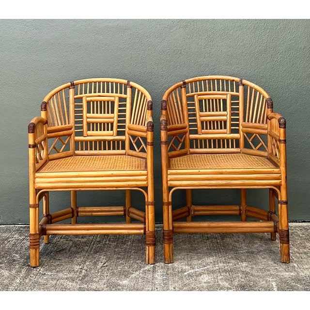 Wood Vintage Brighton Pavillion Rattan Chairs - A Pair For Sale - Image 7 of 12