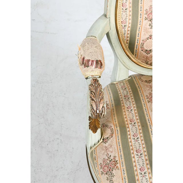 Textile Mid 20th Century Swedish Carved Wood Armchairs With Needlepoint Upholstery, Set of 6 For Sale - Image 7 of 14