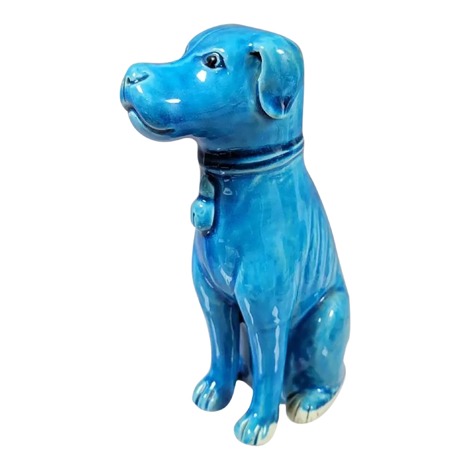 Chinese Export Porcelain Turquoise Dog Figurine, Late Qing | Chairish