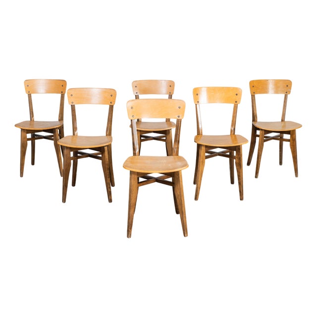 Vintage French Chapel Dining Chairs, 1950s, Set of 6 For Sale