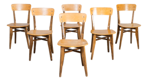 Vintage French Chapel Dining Chairs, 1950s, Set of 6