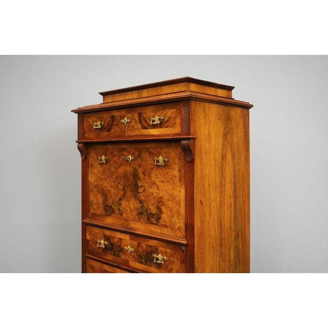 19th Century Gründerzeit Secretary Desk in Walnut For Sale - Image 16 of 18