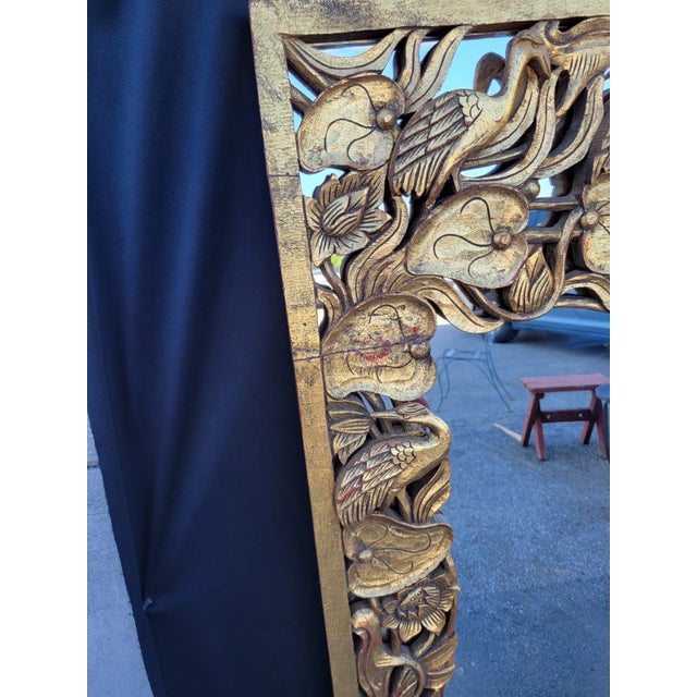 1950 Heavily Carved Hollywood Chinese With Birds Mirror New Glass. For Sale - Image 15 of 16