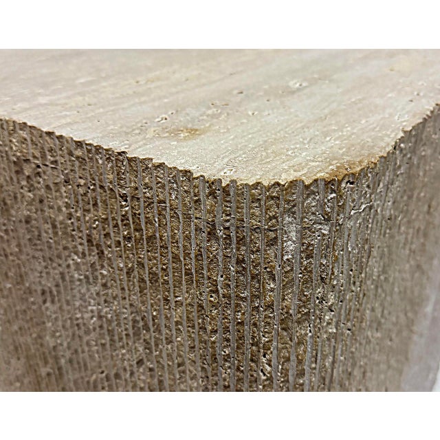 Substantial Brutalist Natural Travertine Stone Side Table or Seat For Sale - Image 4 of 6