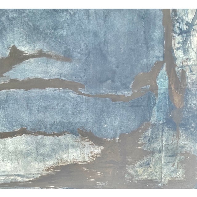 Large Double Framed Abstract Watercolor on Paper From 70's For Sale - Image 4 of 7